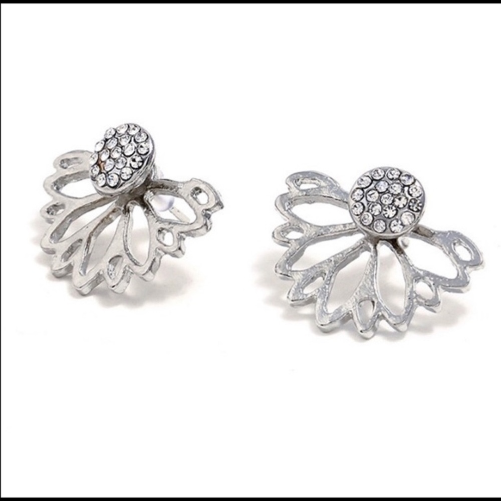🆕Silver Lotus Earrings - Picture 2 of 7